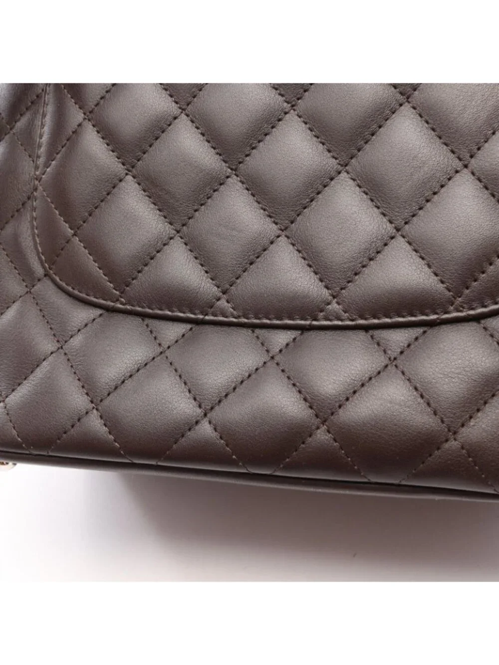 Chanel Tote Bag Cambon Line Medium Dark Brown Leather Patent